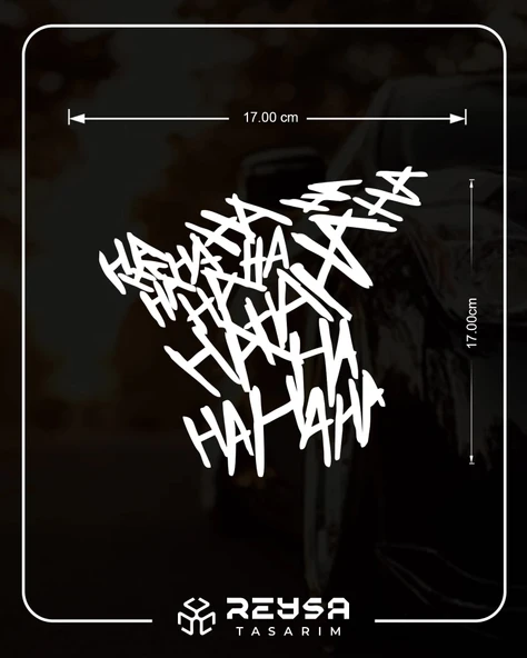 Hahahaha Araba Sticker 17x17 Cm Beyaz - Resim 2