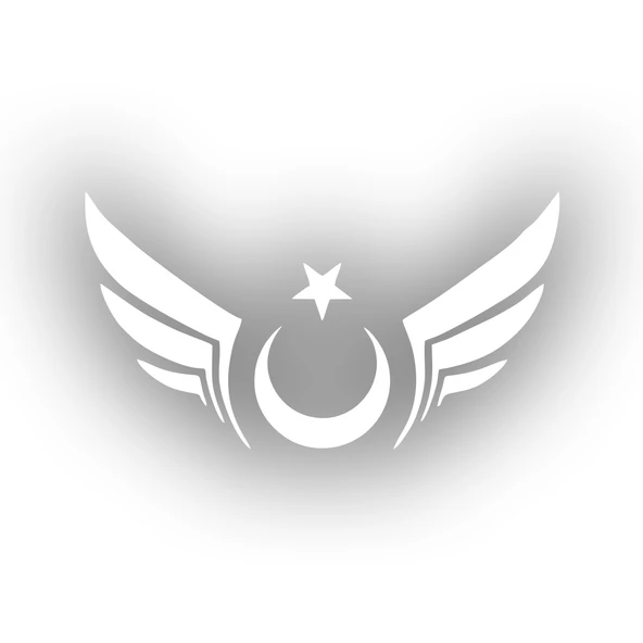 Kanatlı Türk Bayrağı Araba Sticker 17x17 Cm Beyaz ürün görseli 1
