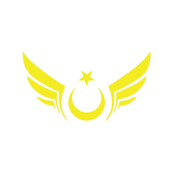 Kanatlı Türk Bayrağı Araba Sticker 17x17 Cm Sarı ürün görseli 1