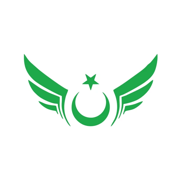 Kanatlı Türk Bayrağı Araba Sticker 17x17 Cm Yeşil ürün görseli 1