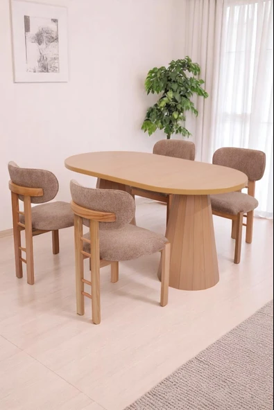 Bohem Rodi Açılır Yemek Masa Sandalye Takımı 90x160cm ürün görseli 1