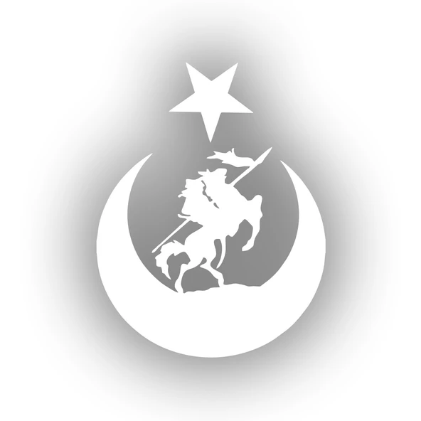 Akıncı ve Ay Yıldız Türk Bayrağı Araba Sticker 17x17 Cm Beyaz ürün görseli 1