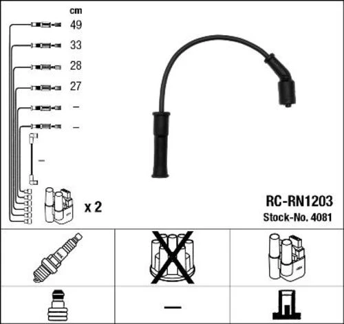 NGK 4081 Buji Kablosu Megane R19 CLIO Hb 1,6Ie (K7M K4M) ürün görseli 1