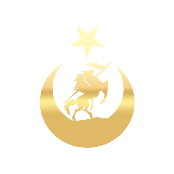 Akıncı ve Ay Yıldız Türk Bayrağı Araba Sticker 17x17 Cm Gold ürün görseli 1