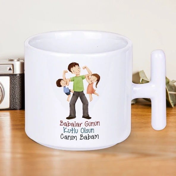Babalar Günü’nde Ona Her Yudumda Seni Hatırlatacak Canım Babam Yazılı T Kupa Hediye Ver! ürün görseli 1