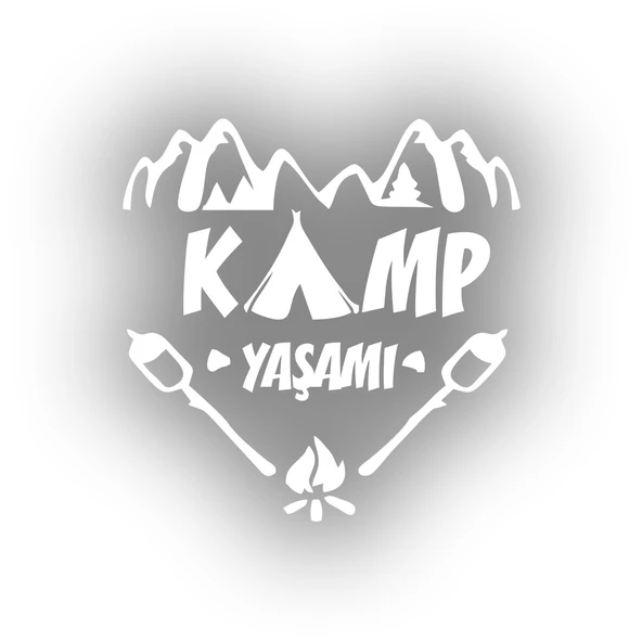 Kamp  Yaşamı Araba Sticker 17x17 Cm Beyaz ürün görseli 1