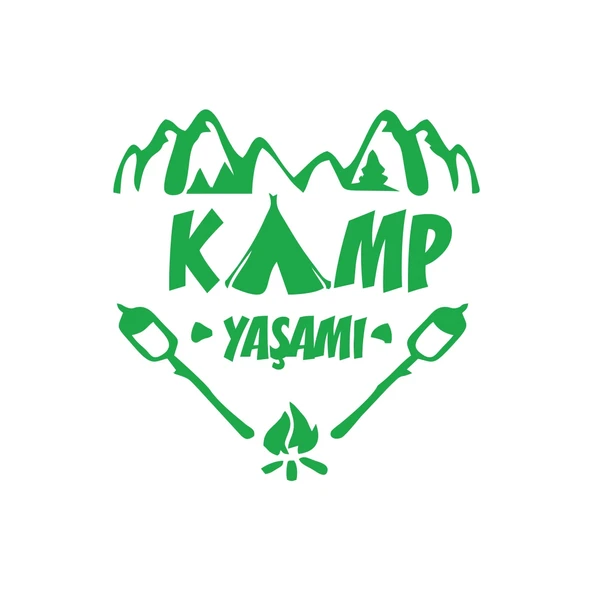 Kamp  Yaşamı Araba Sticker 17x17 Cm Yeşil ürün görseli 1