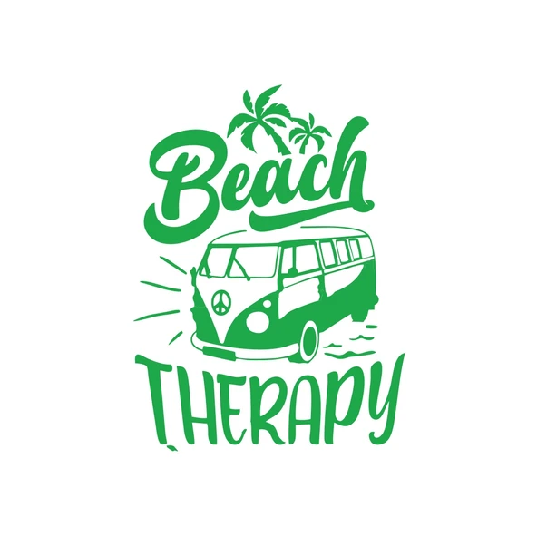 Beach Therapy Araba Sticker 17x17 Cm Yeşil ürün görseli 1