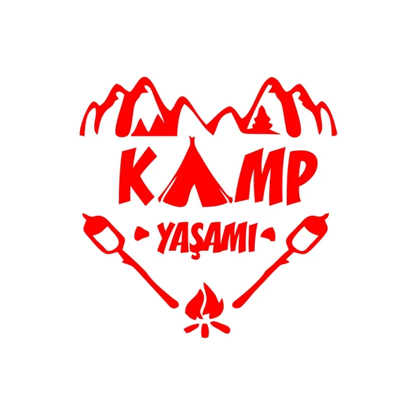 Kamp  Yaşamı Araba Sticker 17x17 Cm Kırmızı ürün görseli 1