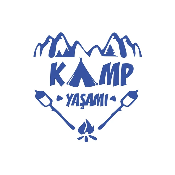 Kamp  Yaşamı Araba Sticker 17x17 Cm Mavi ürün görseli 1