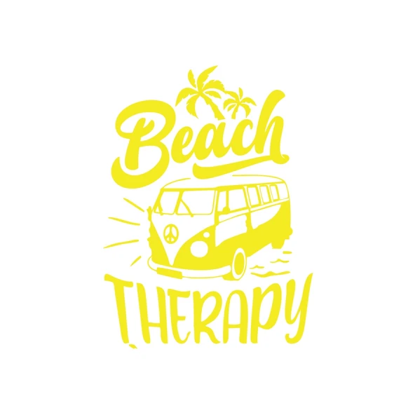 Beach Therapy Araba Sticker 17x17 Cm Sarı ürün görseli 1