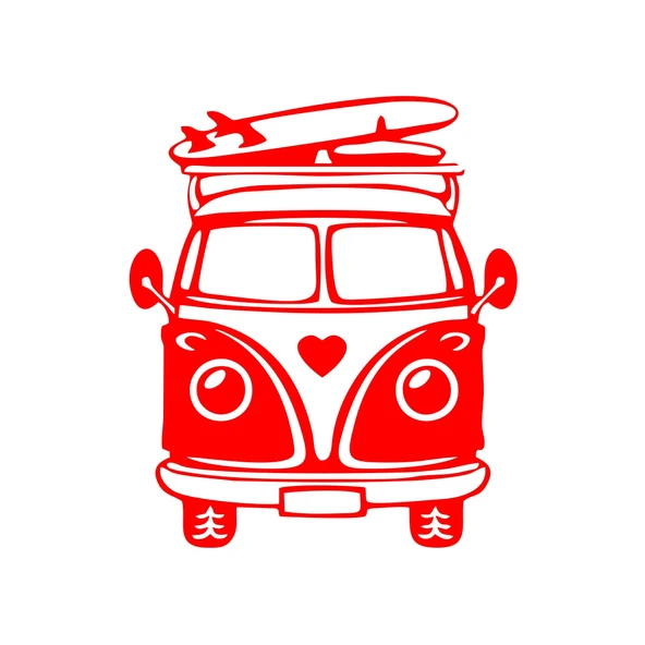 Karavan Araba Sticker  17x17 Cm Kırmızı ürün görseli 1