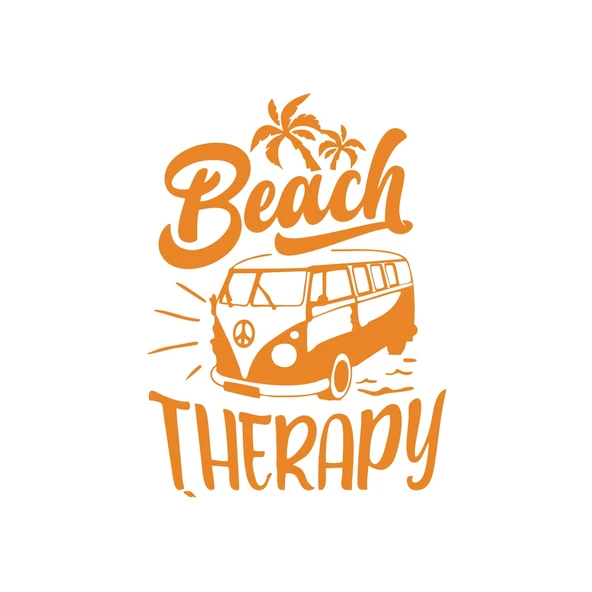 Beach Therapy Araba Sticker 17x17 Cm Turuncu ürün görseli 1