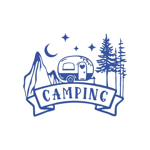 Camping Araba Sticker  17x17 Cm Mavi ürün görseli 1