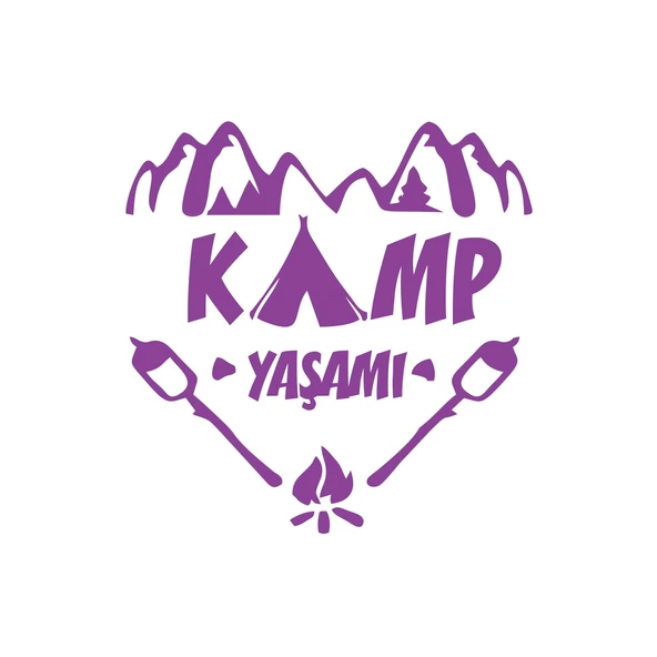 Kamp  Yaşamı Araba Sticker 17x17 Cm Mor ürün görseli 1