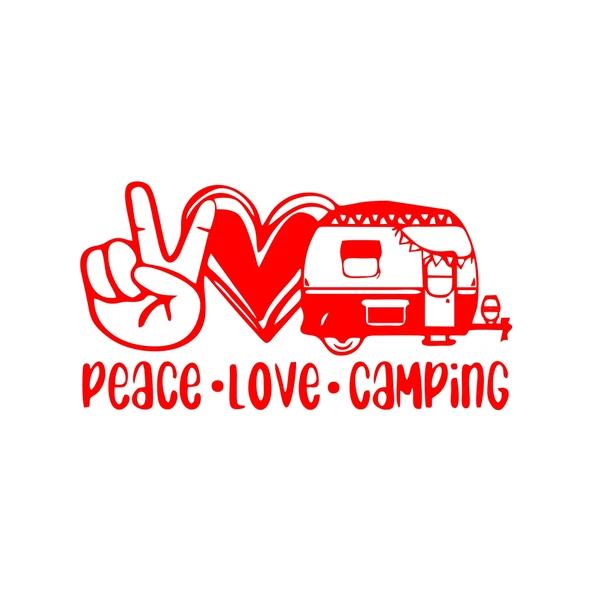 Peace Love Camping Araba Sticker  17x17 Cm Kırmızı ürün görseli 1