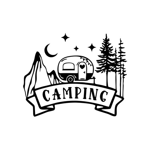 Camping Araba Sticker  17x17 Cm Siyah ürün görseli 1