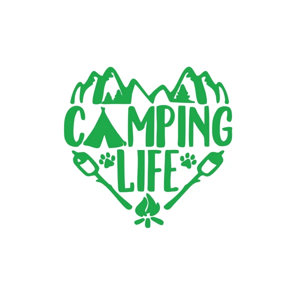 Camping Life Araba Sticker 17x17 Cm Yeşil ürün görseli 1