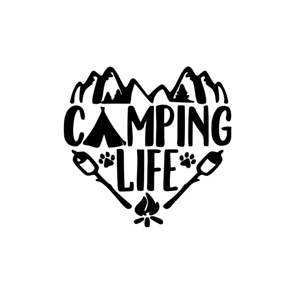 Camping Life Araba Sticker 17x17 Cm Siyah ürün görseli 1