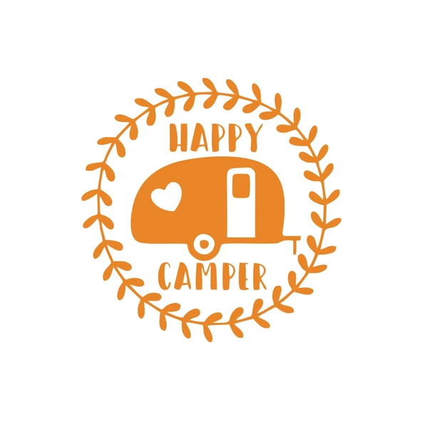 Happy Camper Sticker 17x17 Cm Turuncu ürün görseli 1