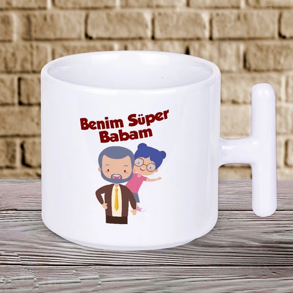 Benim Süper Babam Baskılı Babalar Gününe Özel Süper Babalara Hediyelik T Kupa Bardak ürün görseli 1