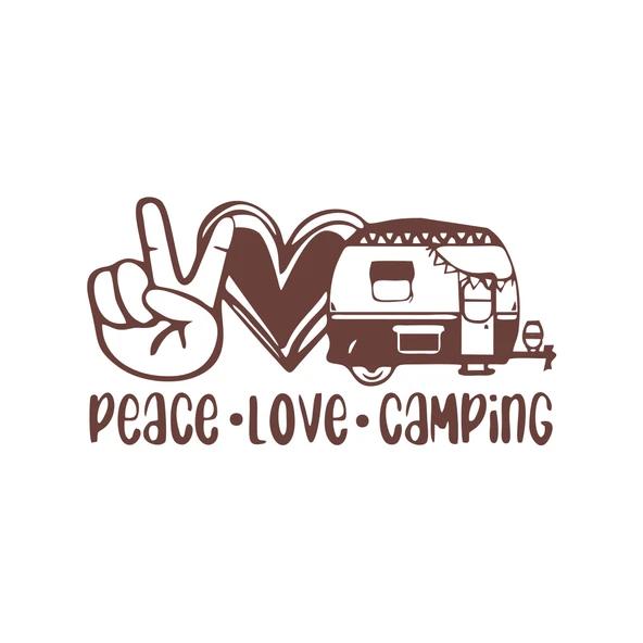 Peace Love Camping Araba Sticker  17x17 Cm Kahverengi ürün görseli 1