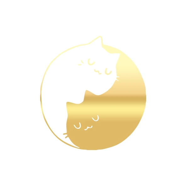 Kediler Ying Yang Araba Sticker 17x17 Cm Gold ürün görseli 1