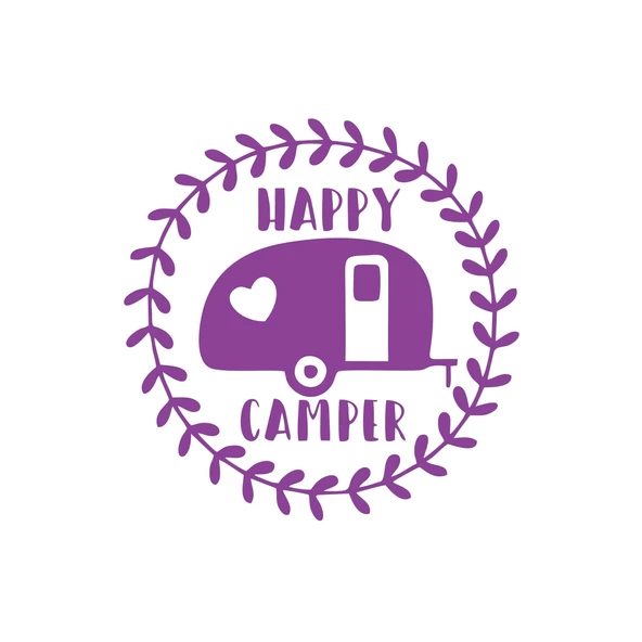 Happy Camper Sticker 17x17 Cm Mor ürün görseli 1