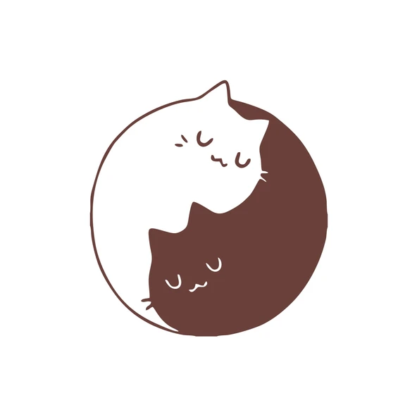 Kediler Ying Yang Araba Sticker 17x17 Cm Kahverengi ürün görseli 1