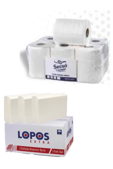 Içten Çekmeli Kağıt Havlu 6 Rulo Ve Z Katlama Dispenser Havlu 12 Li Set ürün görseli 1