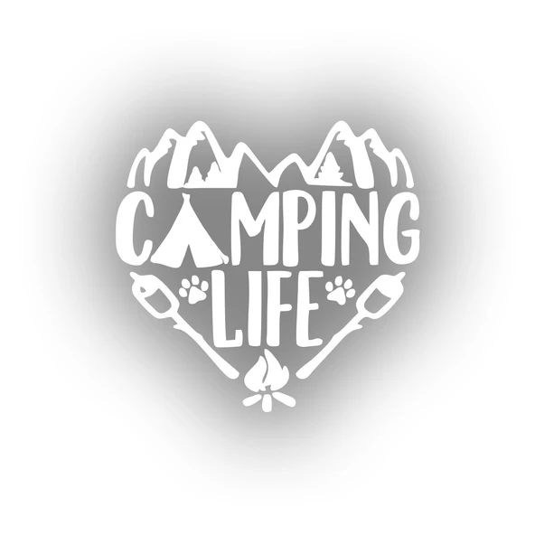 Camping Life Araba Sticker 17x17 Cm Beyaz ürün görseli 1