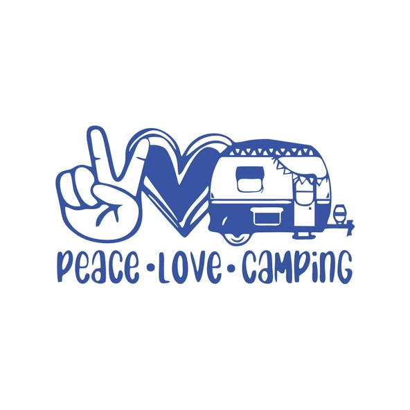 Peace Love Camping Araba Sticker  17x17 Cm Mavi ürün görseli 1