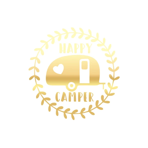 Happy Camper Sticker 17x17 Cm Gold ürün görseli 1