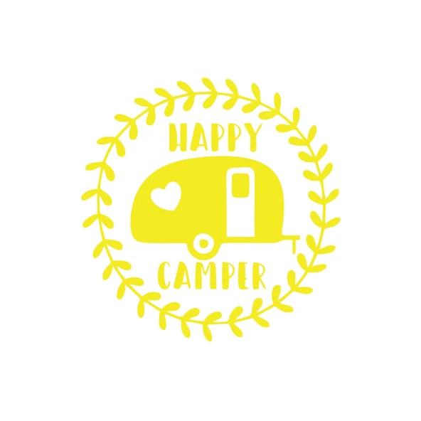 Happy Camper Sticker 17x17 Cm Sarı ürün görseli 1