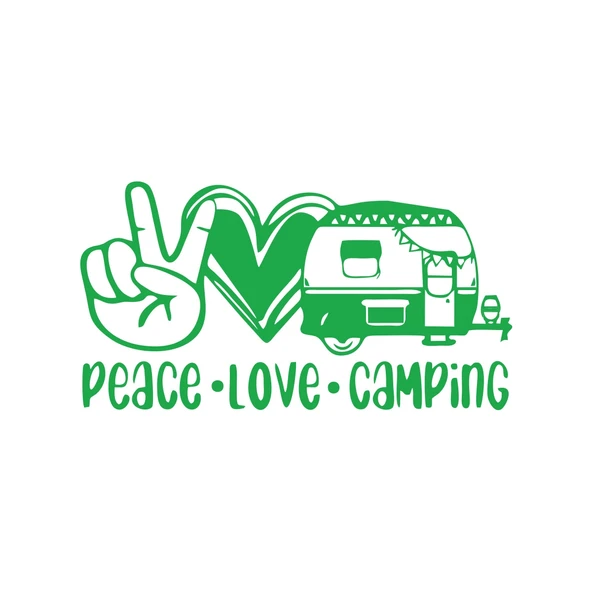 Peace Love Camping Araba Sticker  17x17 Cm Yeşil ürün görseli 1