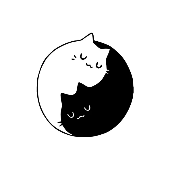 Kediler Ying Yang Araba Sticker 17x17 Cm Siyah ürün görseli 1