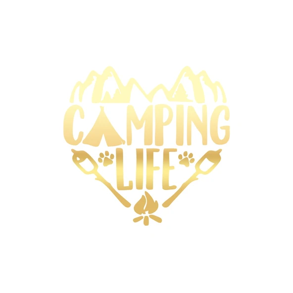 Camping Life Araba Sticker 17x17 Cm Gold ürün görseli 1