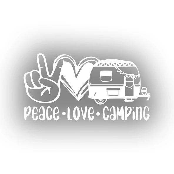 Peace Love Camping Araba Sticker  17x17 Cm Beyaz ürün görseli 1
