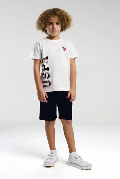 U.S. Polo Assn. 2019 Erkek Çocuk Bisiklet Yaka Logolu Şortlu Kısa Kollu Pijama Takım ürün görseli 1