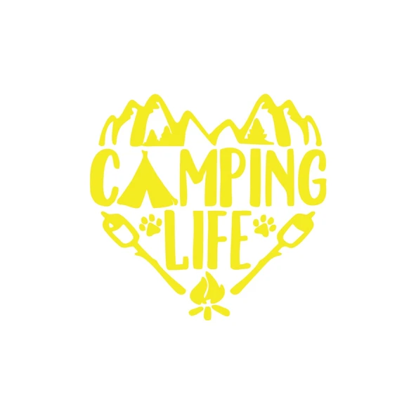 Camping Life Araba Sticker 17x17 Cm Sarı ürün görseli 1