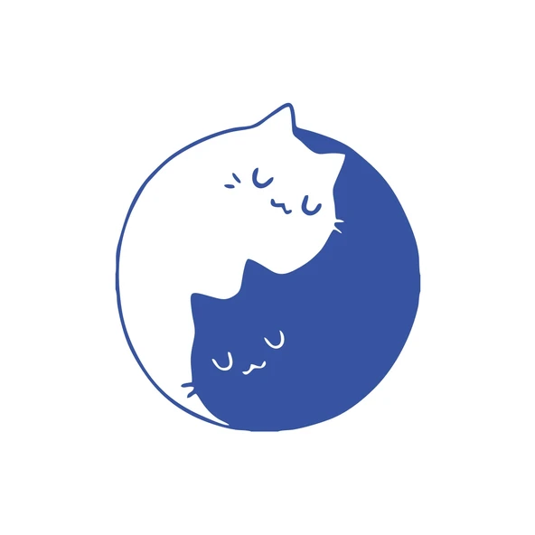 Kediler Ying Yang Araba Sticker 17x17 Cm Mavi ürün görseli 1