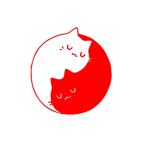 Kediler Ying Yang Araba Sticker 17x17 Cm Kırmızı ürün görseli 1