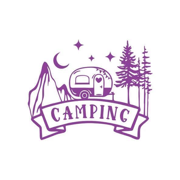 Camping Araba Sticker  17x17 Cm Mor ürün görseli 1