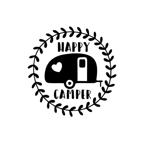 Happy Camper Sticker 17x17 Cm Siyah ürün görseli 1