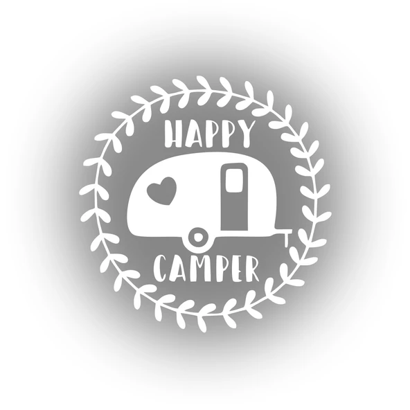 Happy Camper Sticker 17x17 Cm Beyaz ürün görseli 1