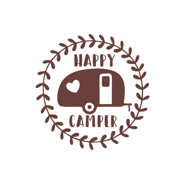 Happy Camper Sticker 17x17 Cm Kahverengi ürün görseli 1