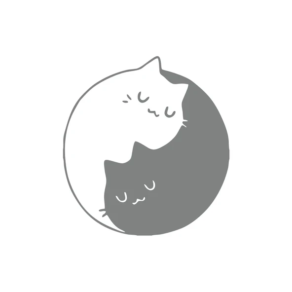 Kediler Ying Yang Araba Sticker 17x17 Cm Gri ürün görseli 1