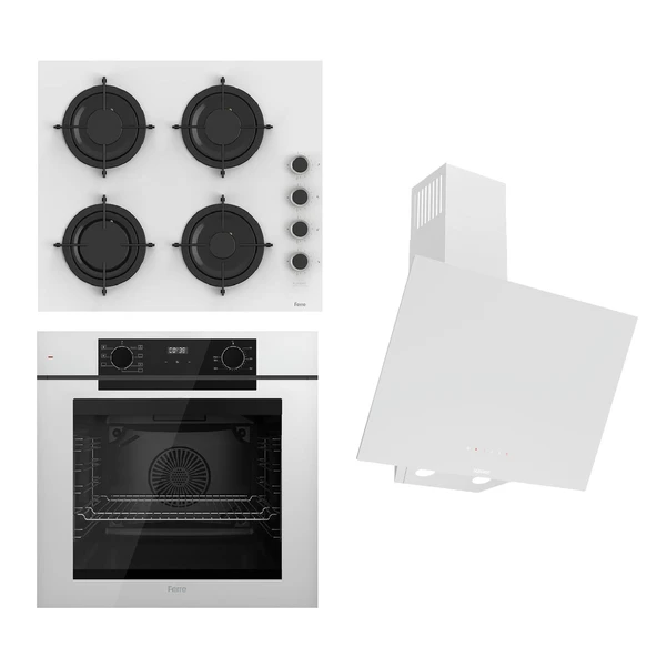 Ferre STEAMART-FRYART-SILENTART Serisi Beyaz Set (CS206-FA + QEP63CB +D078-SA ) - Emaye Izgara ürün görseli 1