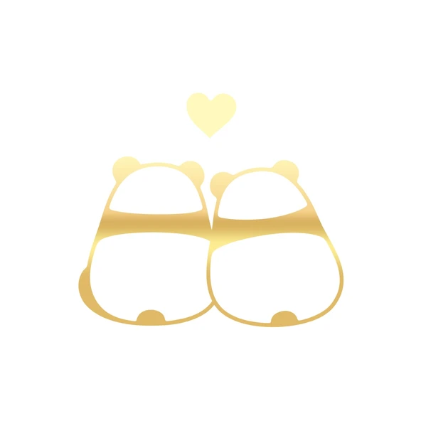 Panda Çifti Araba Sticker 17x17 Cm Gold ürün görseli 1