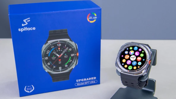 Spiface Sp7 Ultra Amoled Ekran Akıllı Saat Uzun Pil Ömürlü SİYAH KASA ürün görseli 1